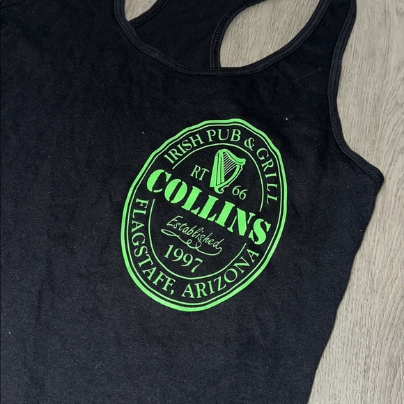 Black Tank Top with Green Collin Irish pub and grill tank - Picture 2 of 6